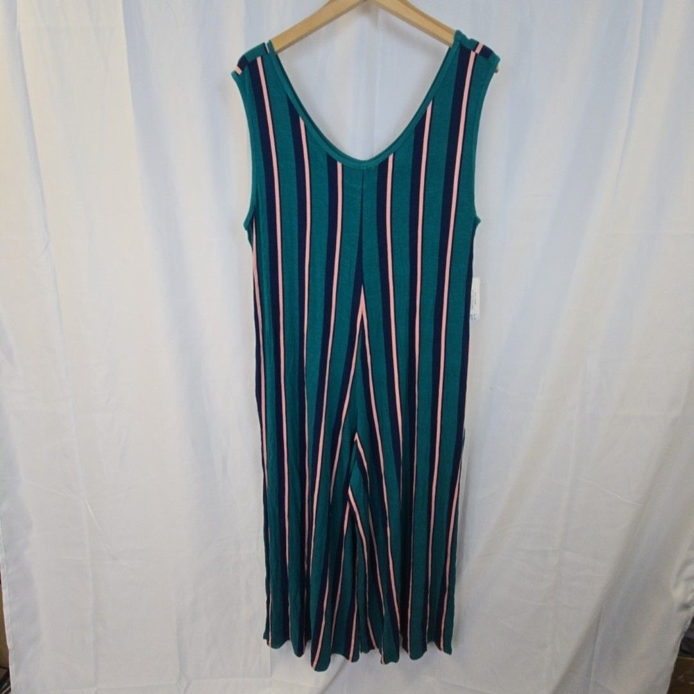 LuLaRoe Jumpsuit Womens XL Multicolor Stripe Sleeveless Scoop Neck Natalie
